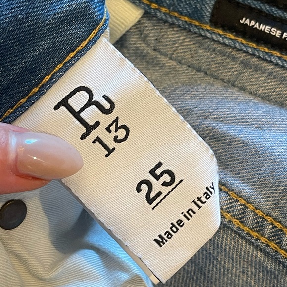 R13 drop crotch cropped distressed jeans sz 25 - Picture 7 of 11